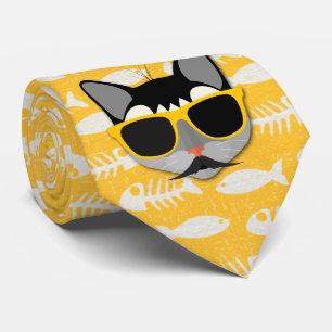 Cravate Catatude Funny Chat avec Moustache et lunettes de