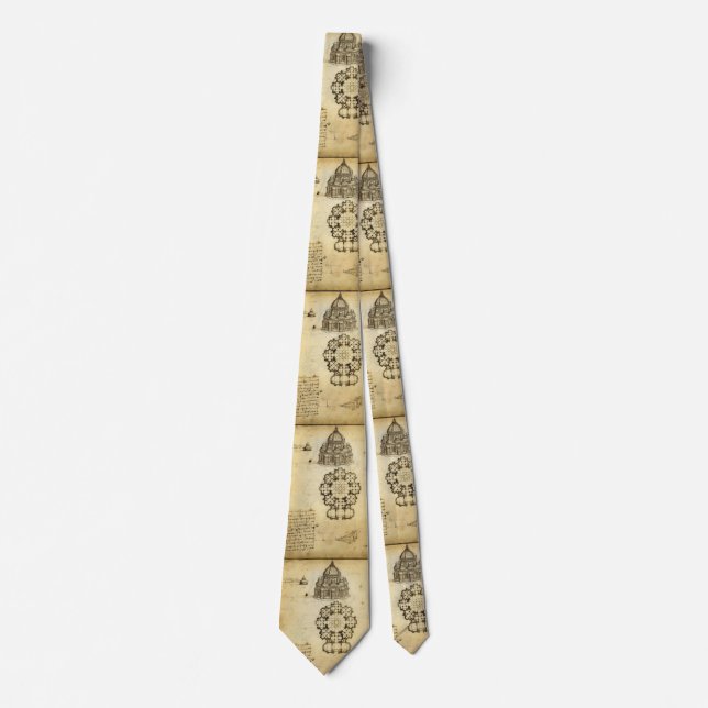 Cravate Cathédrale architecturale Etude de Léonard de Vinc (Devant)