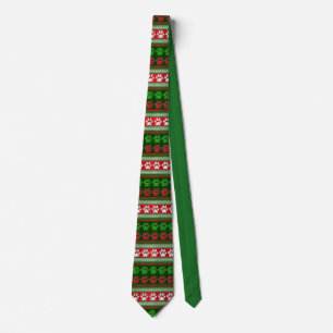 Cravate Ceinture rouge vert empreinte de patte motif
