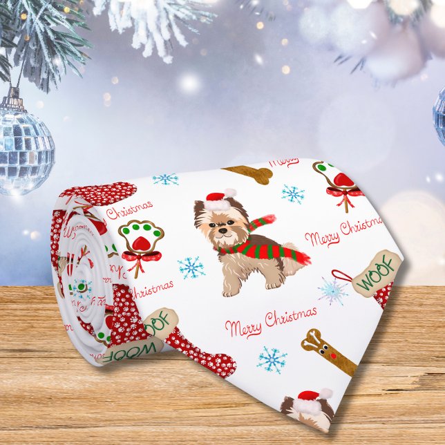 Cravate Célébration de Noël avec Yorkie  (Créateur téléchargé)