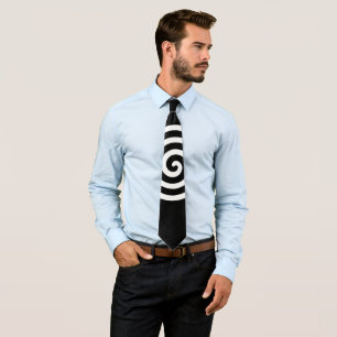 Cravate Cercle en spirale blanche sur fond noir