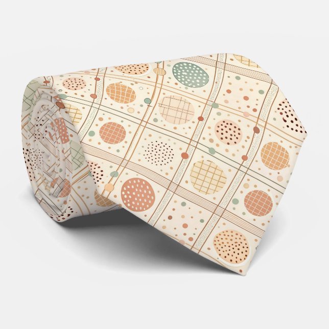 Cravate Cercle géométrique rétro | Abstrait du milieu du s (Roulé)