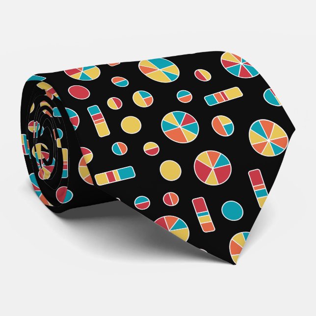 Cravate Cercles à secteurs et barres Motif 271019v3 - Noir (Roulé)