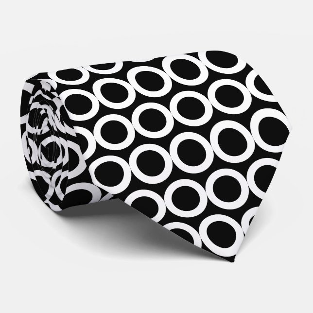 Cravate Cercles de Motifs géométriques noirs et blancs (Roulé)