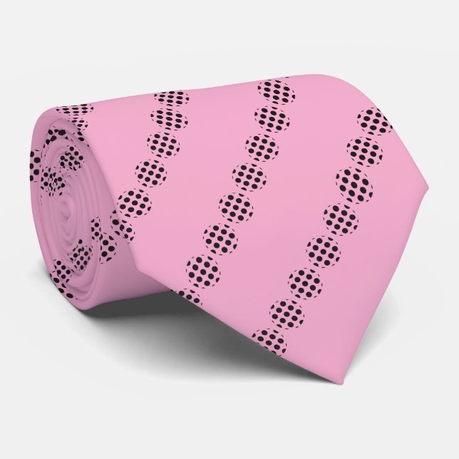 Cravate Cercles de points Polka Noir Motif sur Bubblegum r (Roulé)