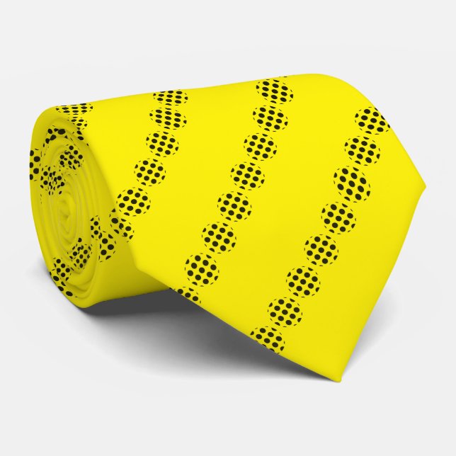 Cravate Cercles de points Polka Noir Motif sur couleur Jau (Roulé)