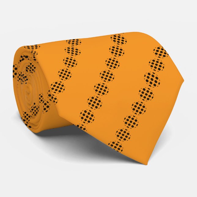 Cravate Cercles de points Polka Noir Motif sur couleur ora (Roulé)