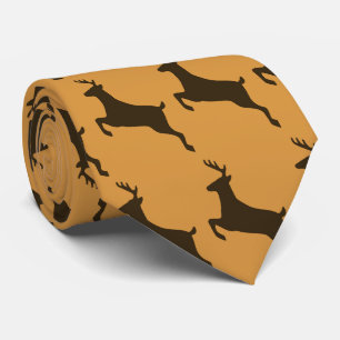 Cravate Cerf Brown Qui S'Échappe Sur Tan Necktie