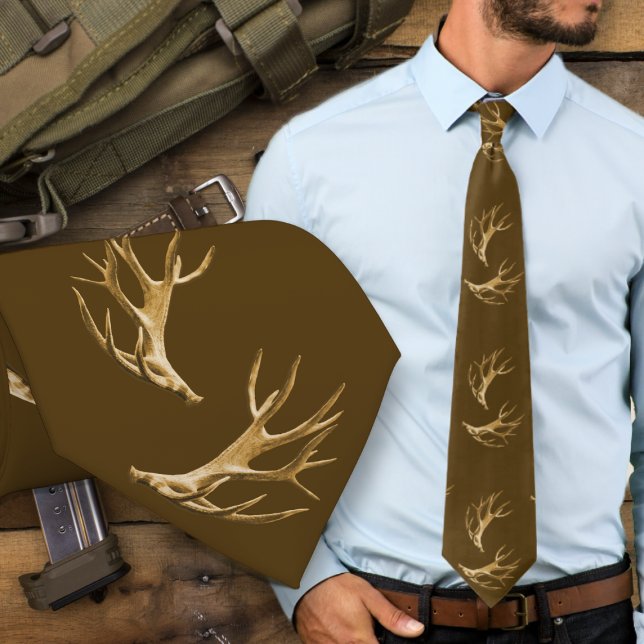 Cravate Cerf Chasseur Bois Foncé Marron (Créateur téléchargé)