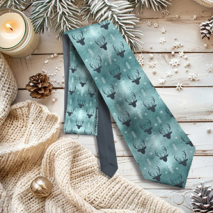 Cravate Cerfs Antlers Flèches Motif de Noël ID Turquoise86