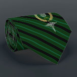 Cravate Cerveau Médicale Vert personnalisé<br><div class="desc">Une cravate personnalisée rayée verte adaptée au neurologue ou au psychologue et avec le monogramme du vôtre ou de votre récipiendaire dans une fausse feuille d'or.</div>