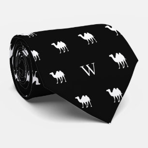 Cravate Chameau Humpday Initiales Monogrammées Noir et Bla