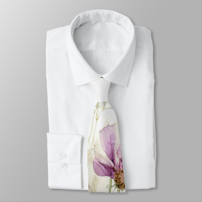 Cravate Champ d'aquarelle des fleurs sauvages (Attaché)