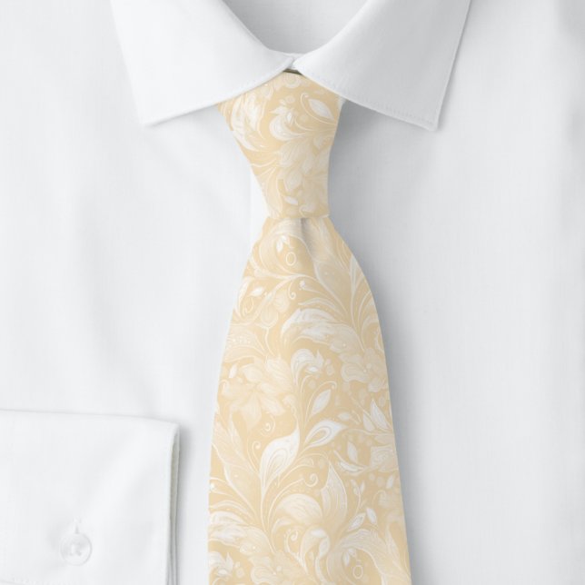 Cravate Champagne Botanique Batik (Créateur téléchargé)
