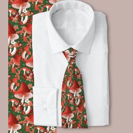Cravate Champignons Magie rouge et vert