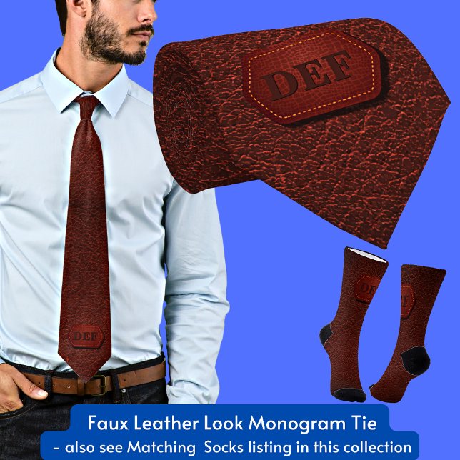 Cravate Changer Initial, Écouter En Cuir Badge Rouge foncé (Créateur téléchargé)