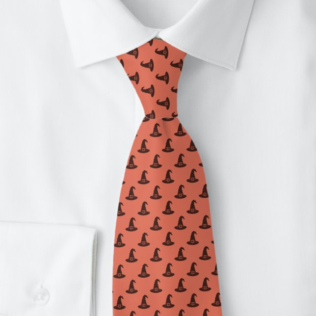 Cravate Chapeau de sorcière Halloween orange (Créateur téléchargé)