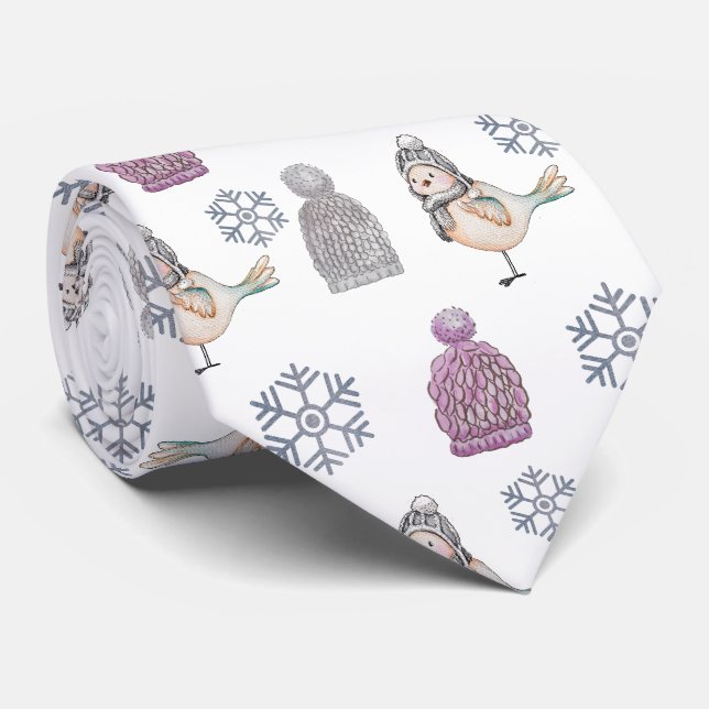 Cravate Chapeaux en laine tricotés et moineaux mignons (Roulé)
