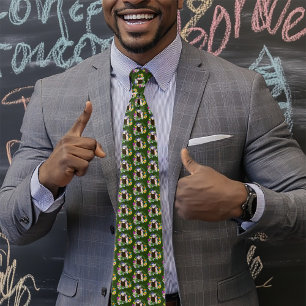 Cravate Charme Chocolat Sable Ferret Floral Vert