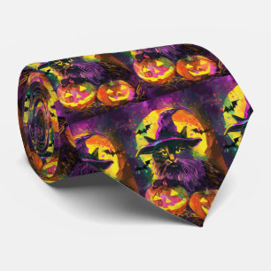 Cravate Chat angora turc effrayant Halloween sorcière citr