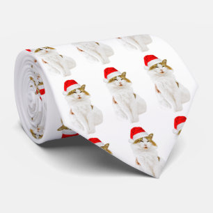 Cravate Chat avec Casquette Père Noël