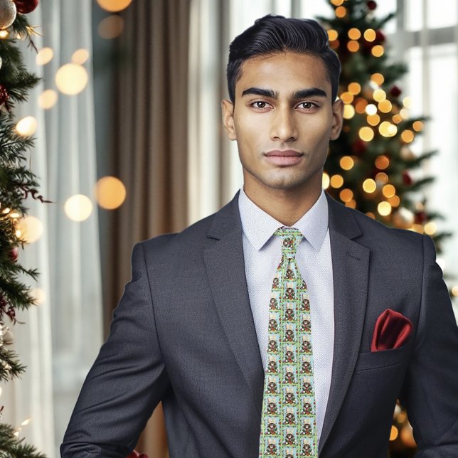 Cravate Chat cadeau de Noël Green Funny (Créateur téléchargé)