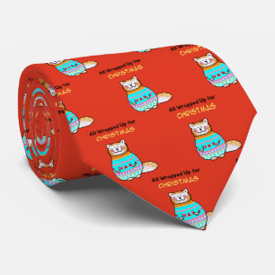 Cravate Chat de Noël fantaisiste Joie des Fêtes