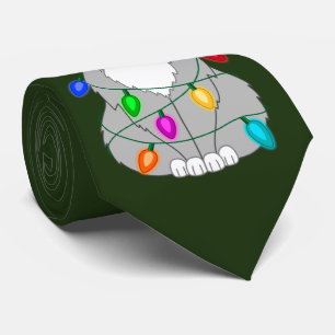 Cravate Chat de Noël Mad amusant aux lumières colorées