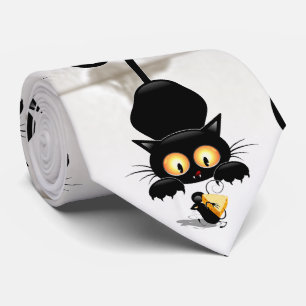 Cravate Chat et souris avec des personnages de dessin amus