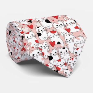 Cravate Chat Kawaii & Motif de la Saint-Valentin Cœurs (3)