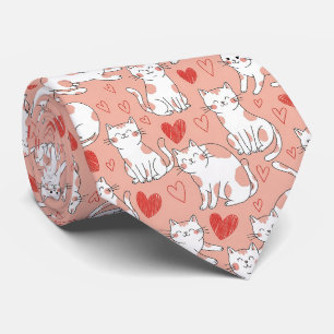 Cravate Chat Kawaii & Motif de la Saint-Valentin Cœurs (4)