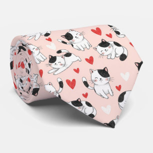 Cravate Chat Kawaii & Motif de la Saint-Valentin Cœurs (7)