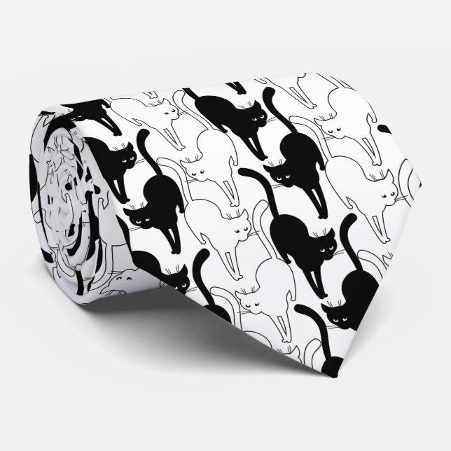 Cravate Chat noir vendredi (Roulé)