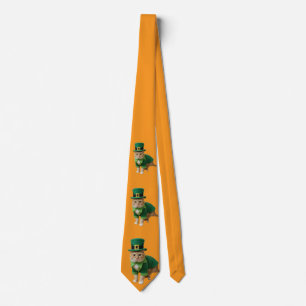 Cravate Chat orange de la Saint-Patrick