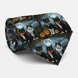 Cravate Chat Smoking Halloween Effrayant