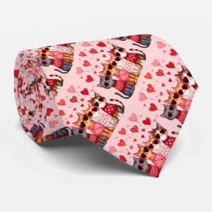Cravate Chats de la Saint-Valentin mignons en lunettes de