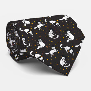Cravate Chats de l'espace cosmique et motif d'étoiles