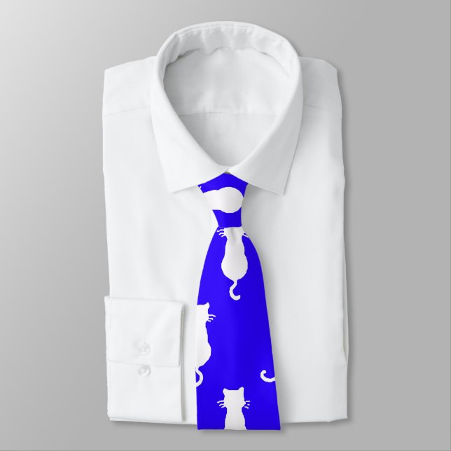Cravate Chats Fantaisistes Forever Bleu Royal (Attaché)