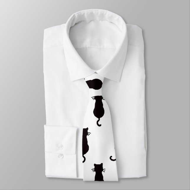 Cravate Chats Fantaisistes Forever Motif de Chat Noir  (Attaché)