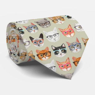 Cravate Chats mignons portant des lunettes Motif