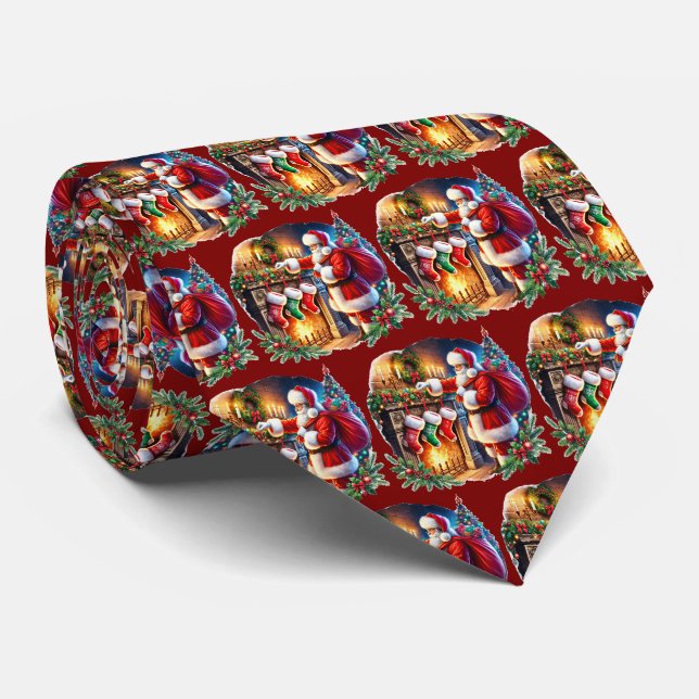 Cravate Chaussette de Noël festive Santa (Roulé)