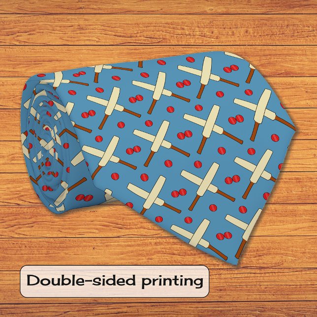 Cravate Chauve-souris de cricket répétant bleu motif (Créateur téléchargé)