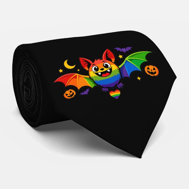 Cravate 🦇🌈 Chauve-souris fièrement fangtastique (Roulé)