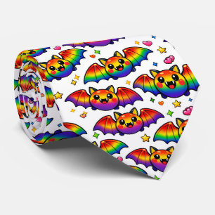 Cravate 🦇🌈 Chauves-souris arc-en-ciel mignonnes et effra