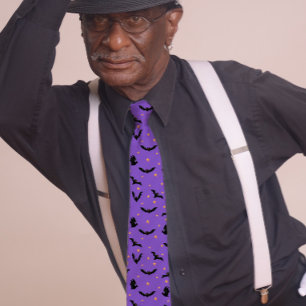 Cravate Chauves-souris volantes Halloween violet