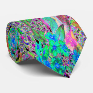 Cravate Chaux psychédélique Trippy Lime Vert et Bleu Fleur