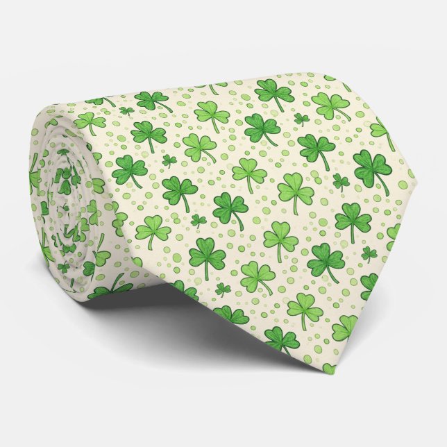 Cravate Cheerful Kelly Green Whimsical Scattered Four-Leaf (Roulé)