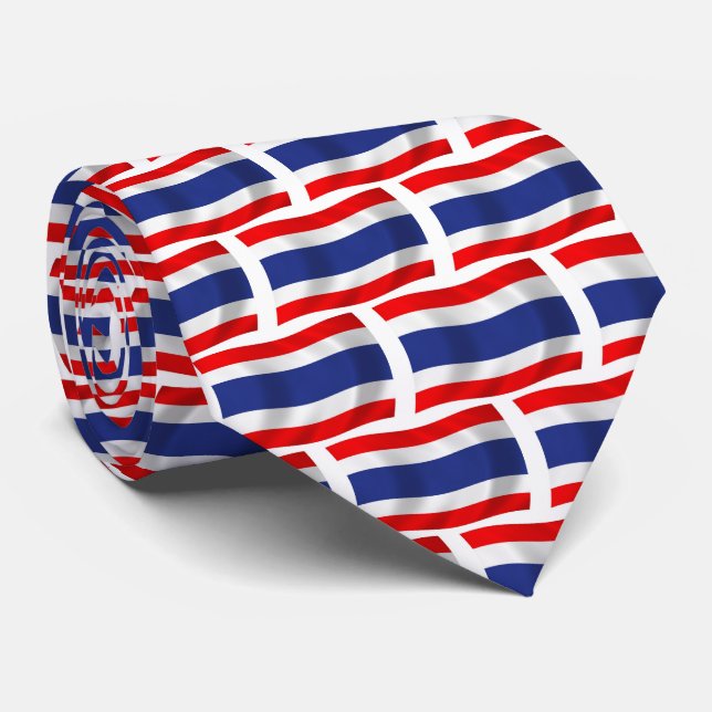 Cravate Chemise à carreaux avec drapeau thaïlandais (Roulé)