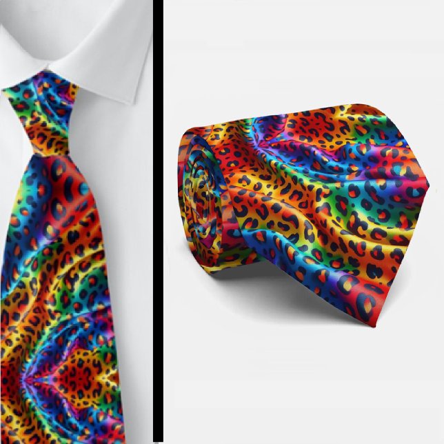 Cravate Chemise à col avec imprimé léopard arc-en-ciel (Créateur téléchargé)