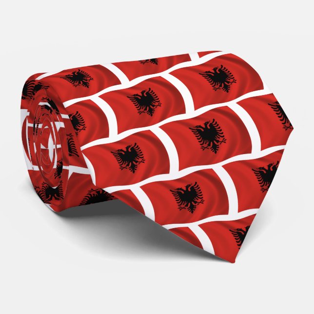 Cravate Chemise à drapeau albanais (Roulé)